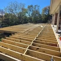 Deck joists framed and level before decking